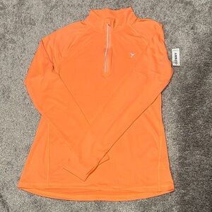 Old Navy Women's Bright Orange Long-Sleeve Quarter-Zip Top